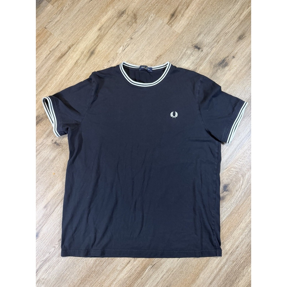Fred Perry Twin Tipped Crewneck T-Shirt Men XL Navy/White Short Sleeve Pullover